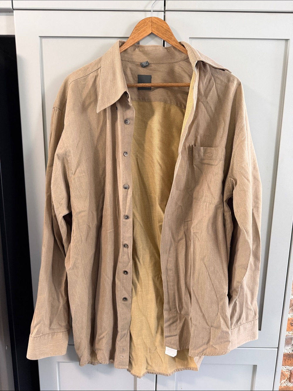 Men's Lightweight Tan Shirt Jacket - Relaxed Overshirt